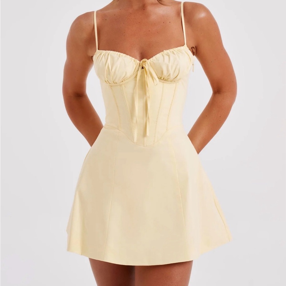 Baby boo corset Dress in Pale Yellow